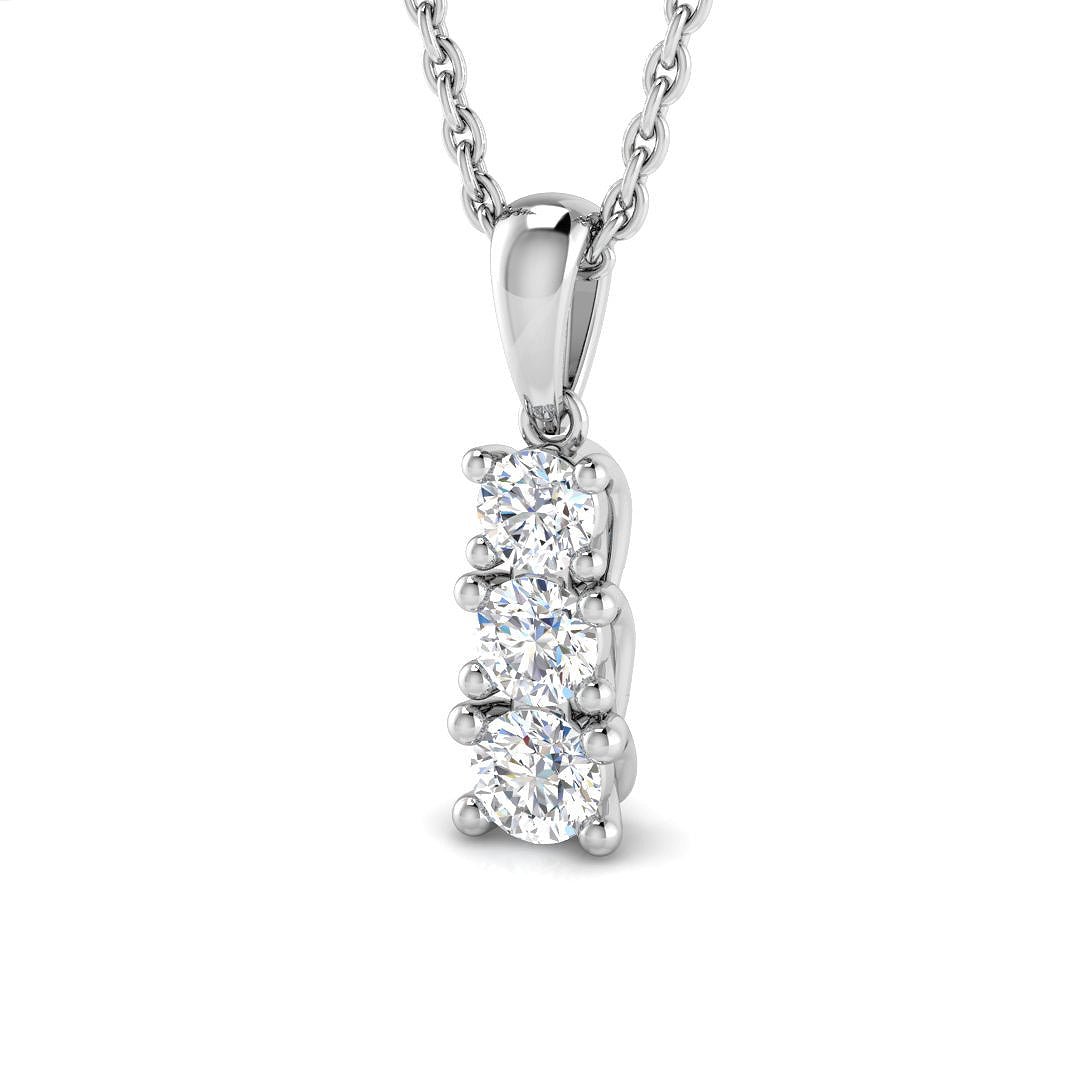 Drop Diamond Trilogy Pendant Necklace 0.30ct G/SI 9k White Gold - All Diamond