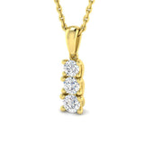 Drop Diamond Trilogy Pendant Necklace 0.30ct G/SI 9k Yellow Gold - All Diamond