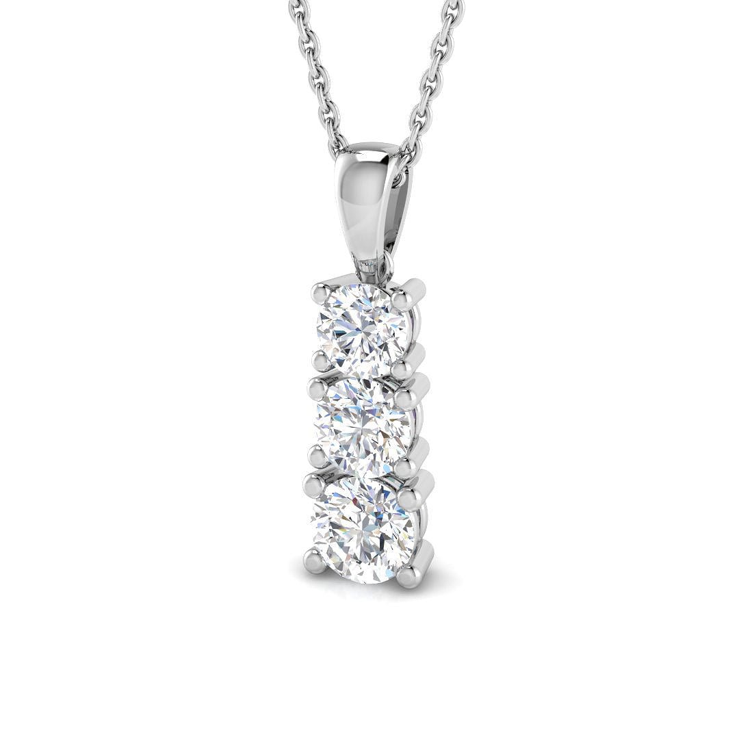 Drop Diamond Trilogy Pendant Necklace 1.00ct G/SI 9k White Gold - All Diamond