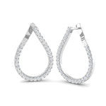 Fancy Diamond Hoop Earrings 1.50ct G/SI Quality in 18k White Gold - All Diamond