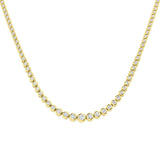 Graduated Rub Over Diamond Tennis Necklace 7.80ct G/SI 18k Yellow Gold - All Diamond