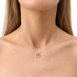 Heart Pendant Necklace 0.02ct Diamond 9K White Gold - All Diamond
