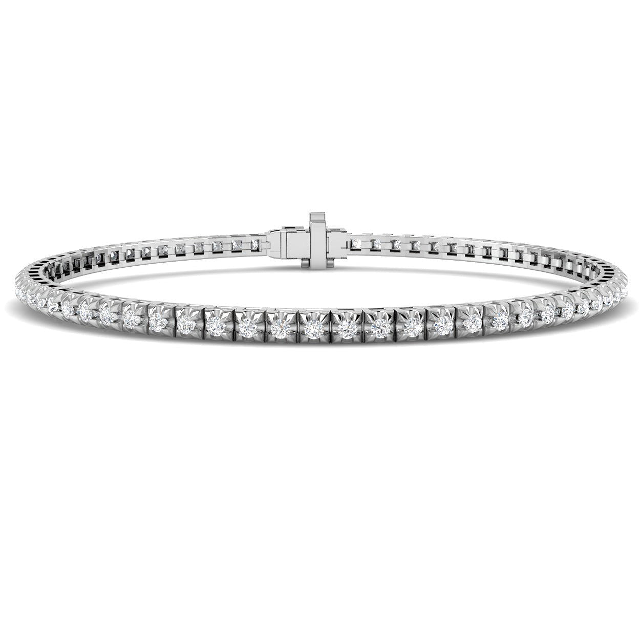 Illusion Diamond Tennis Bracelet 1.00ct G/SI in 9k White Gold - All Diamond