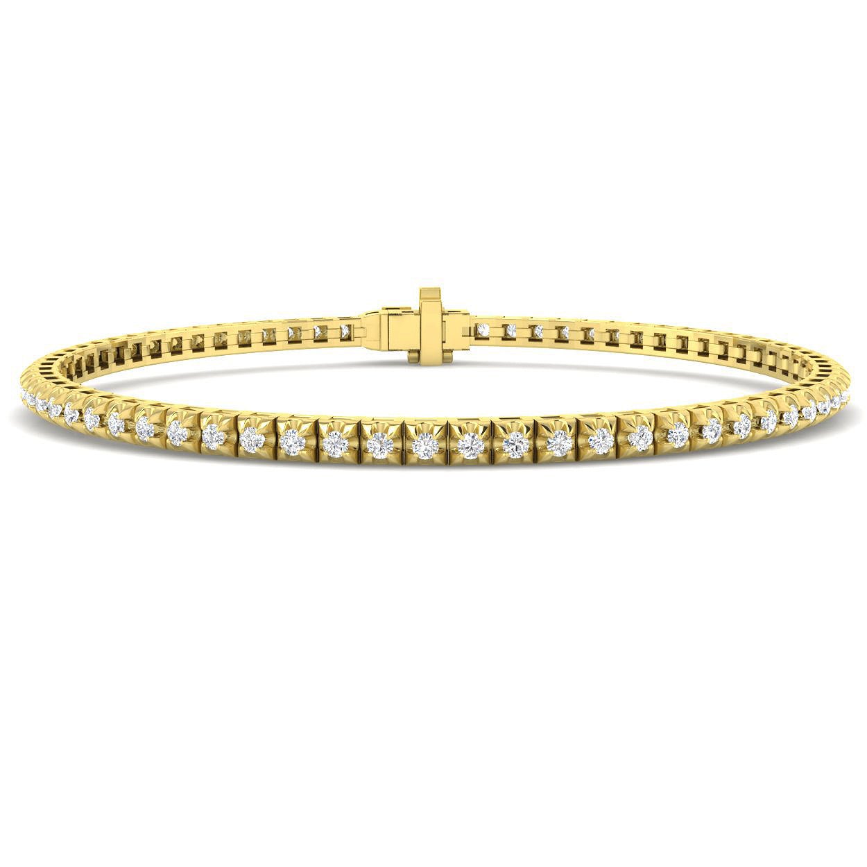 Illusion Diamond Tennis Bracelet 1.00ct G/SI in 9k Yellow Gold - All Diamond