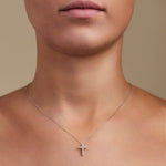 Modern Diamond Cross Pendant Necklace 0.25ct in 18k White Gold - All Diamond