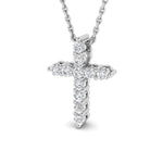 Modern Diamond Cross Pendant Necklace 0.25ct in 9k White Gold - All Diamond