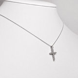 Modern Diamond Cross Pendant Necklace 0.50ct in 9k White Gold - All Diamond
