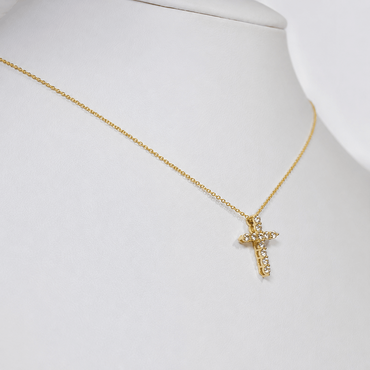 Modern Diamond Cross Pendant Necklace 0.50ct in 9k Yellow Gold - All Diamond