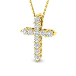 Modern Diamond Cross Pendant Necklace 0.75ct in 9k Yellow Gold - All Diamond