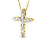 Modern Diamond Cross Pendant Necklace 0.75ct in 9k Yellow Gold - All Diamond