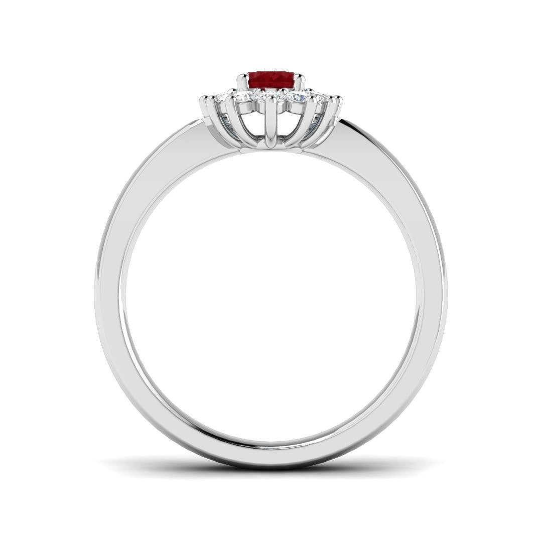 Oval 0.50ct Ruby 0.20ct Diamond Cluster Ring in Platinum - All Diamond