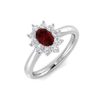 Oval 0.50ct Ruby 0.30ct Diamond Cluster Ring 18k White Gold - All Diamond
