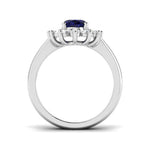 Oval 1.50ct Blue Sapphire 0.50ct Diamond Cluster Ring 18k White Gold - All Diamond