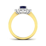 Oval 1.50ct Blue Sapphire 0.50ct Diamond Cluster Ring 18k Yellow Gold - All Diamond
