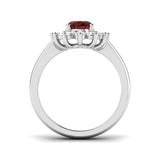 Oval 1.50ct Ruby 0.50ct Diamond Cluster Ring 18k White Gold - All Diamond