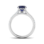 Oval Blue Sapphire and Diamond Engagement Ring 2.30ct 18k White Gold - All Diamond