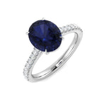 Oval Blue Sapphire and Diamond Engagement Ring 2.30ct 18k White Gold - All Diamond