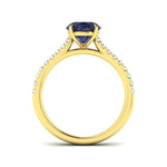 Oval Blue Sapphire and Diamond Engagement Ring 2.30ct 18k Yellow Gold - All Diamond