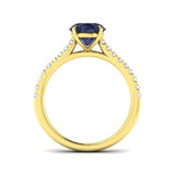 Oval Blue Sapphire and Diamond Engagement Ring 2.30ct 18k Yellow Gold - All Diamond