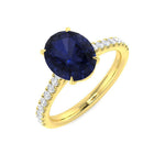 Oval Blue Sapphire and Diamond Engagement Ring 2.30ct 18k Yellow Gold - All Diamond