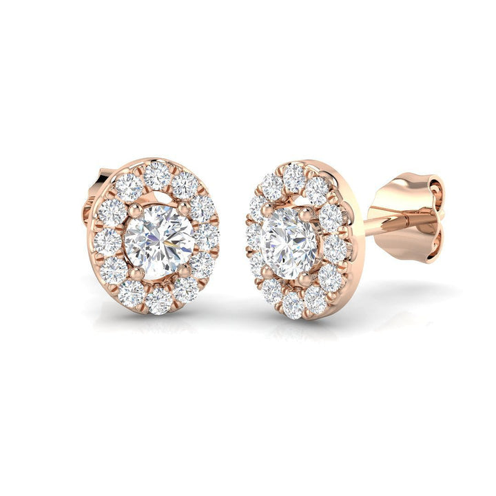 Oval Halo Diamond Earrings 0.60ct G/SI Quality in 18k Rose Gold
