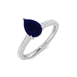 Pear Blue Sapphire and Diamond Engagement Ring 1.50ct Platinum - All Diamond