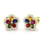 Pear Multi Sapphire and Diamond Flower Earrings 2.50ct in 9k Yellow Gold