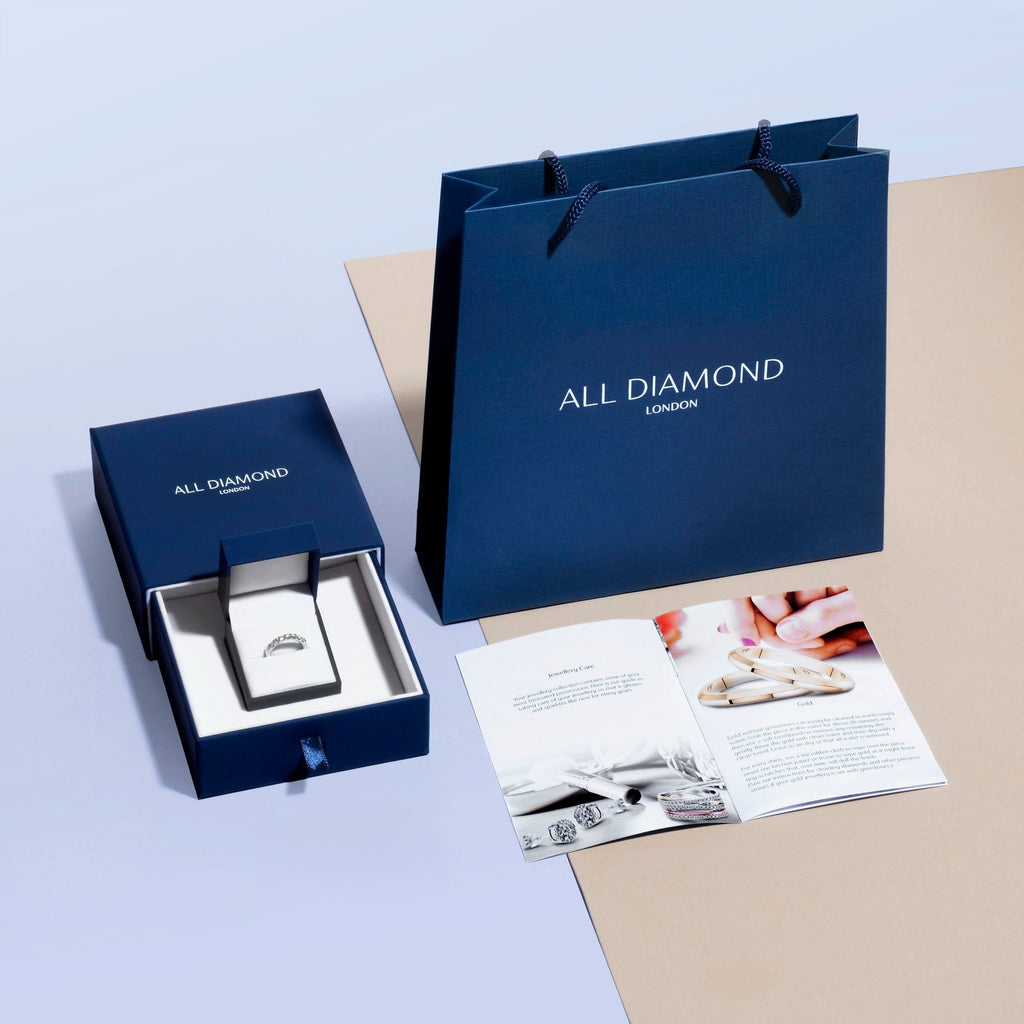 Princess Diamond Half Eternity Ring 0.25ct G/SI 18k White Gold 2.5mm - All Diamond