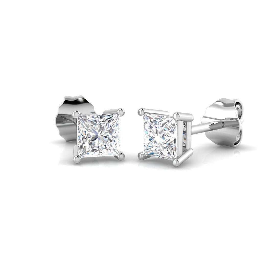 Princess Diamond Stud Earrings 1.50ct G/SI Quality in 18k White Gold - All Diamond