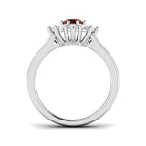Round 0.70ct Ruby 0.60ct Diamond Cluster Ring 18k White Gold - All Diamond