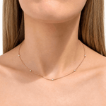 Round Diamond Chain Necklace 0.32ct G/SI 18k Rose Gold 16" - All Diamond