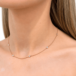 Round Diamond Chain Necklace 0.88ct G/SI 18k Rose Gold 16" - All Diamond