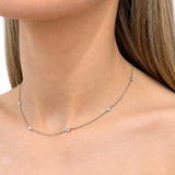 Round Diamond Chain Necklace 0.88ct G/SI 18k White Gold 16" - All Diamond