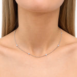 Round Diamond Chain Necklace 0.88ct G/SI 18k White Gold 16" - All Diamond