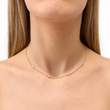 Round Diamond Chain Necklace 0.88ct G/SI 18k Yellow Gold 16" - All Diamond