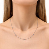 Round Diamond Chain Necklace 1.10ct G/SI 18k White Gold 18" - All Diamond