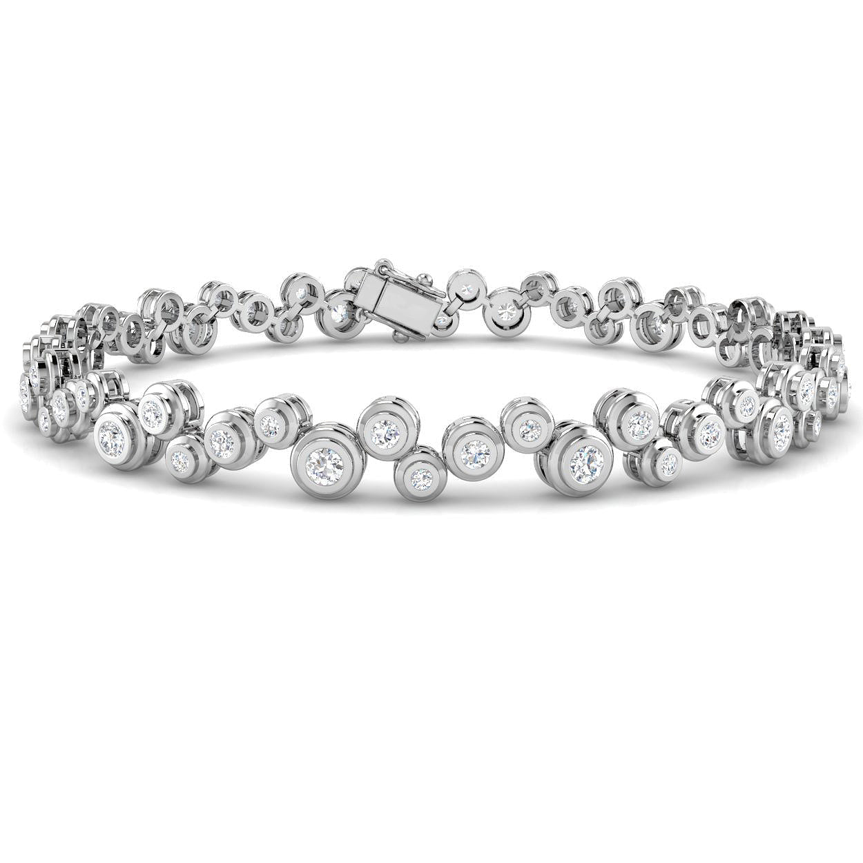 Rub Over Diamond Tennis Bracelet 1.40ct G/SI in 18k White Gold - All Diamond