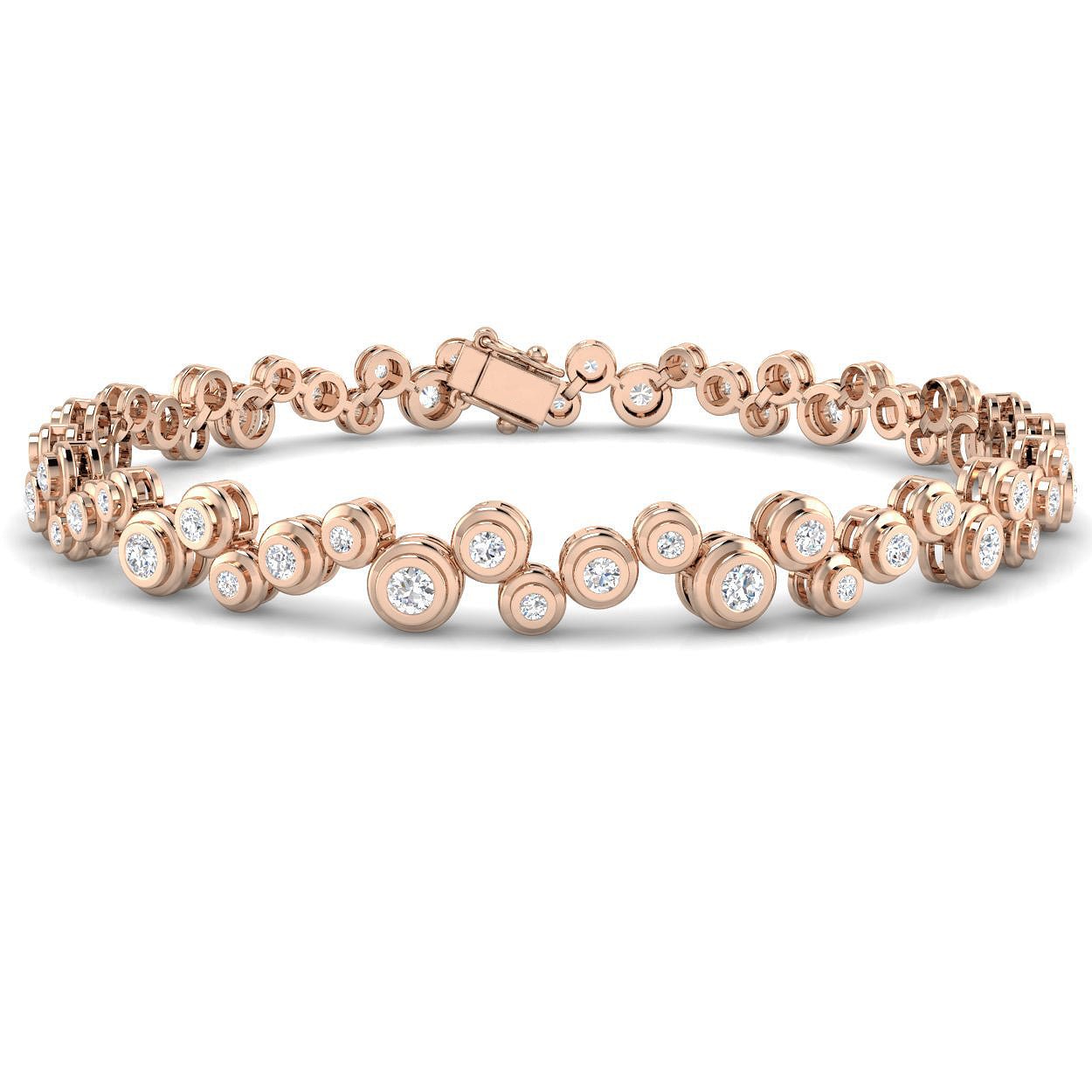 Rub Over Diamond Tennis Bracelet 1.40ct G/SI in 9k Rose Gold - All Diamond