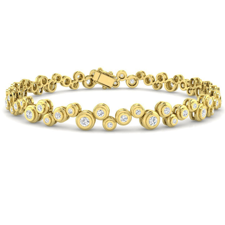 Rub Over Diamond Tennis Bracelet 1.40ct G/SI in 9k Yellow Gold