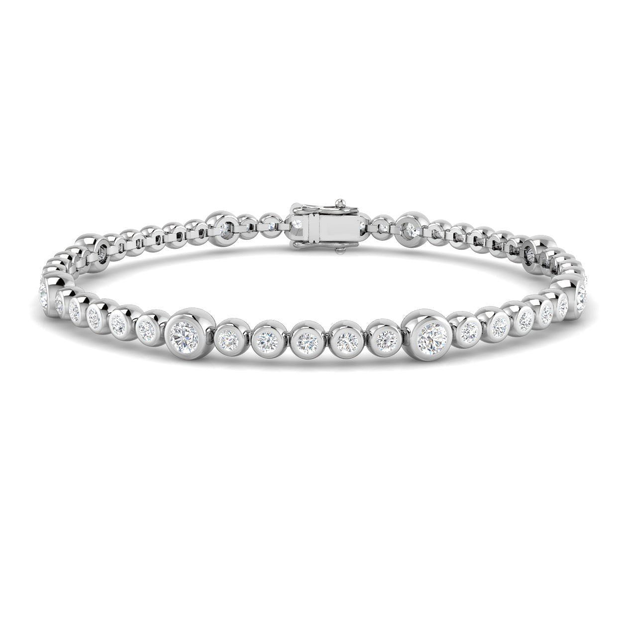 Rub Over Diamond Tennis Bracelet 1.50ct G/SI in 18k White Gold - All Diamond