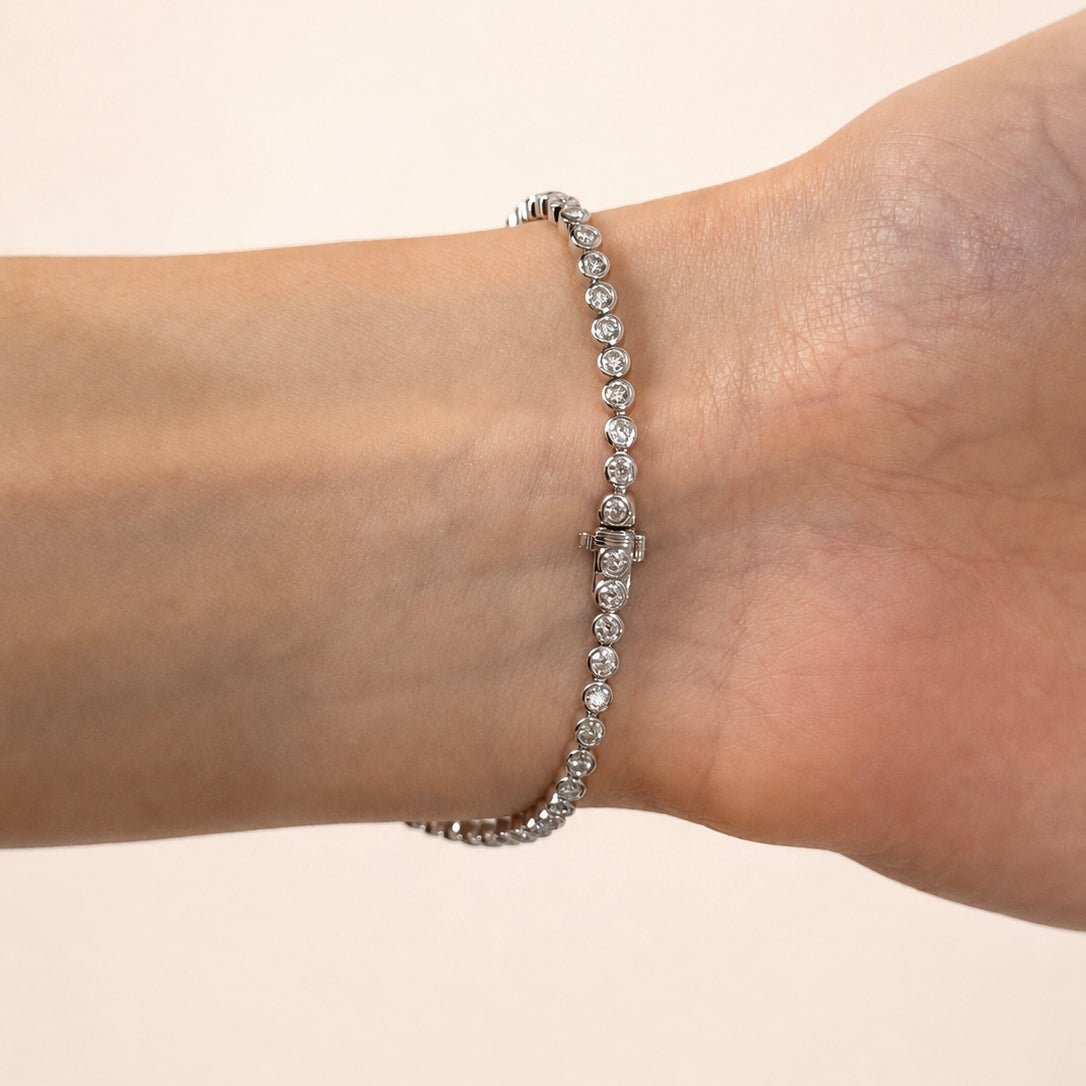 Rub Over Diamond Tennis Bracelet 2.00ct G/SI in 18k White Gold - All Diamond