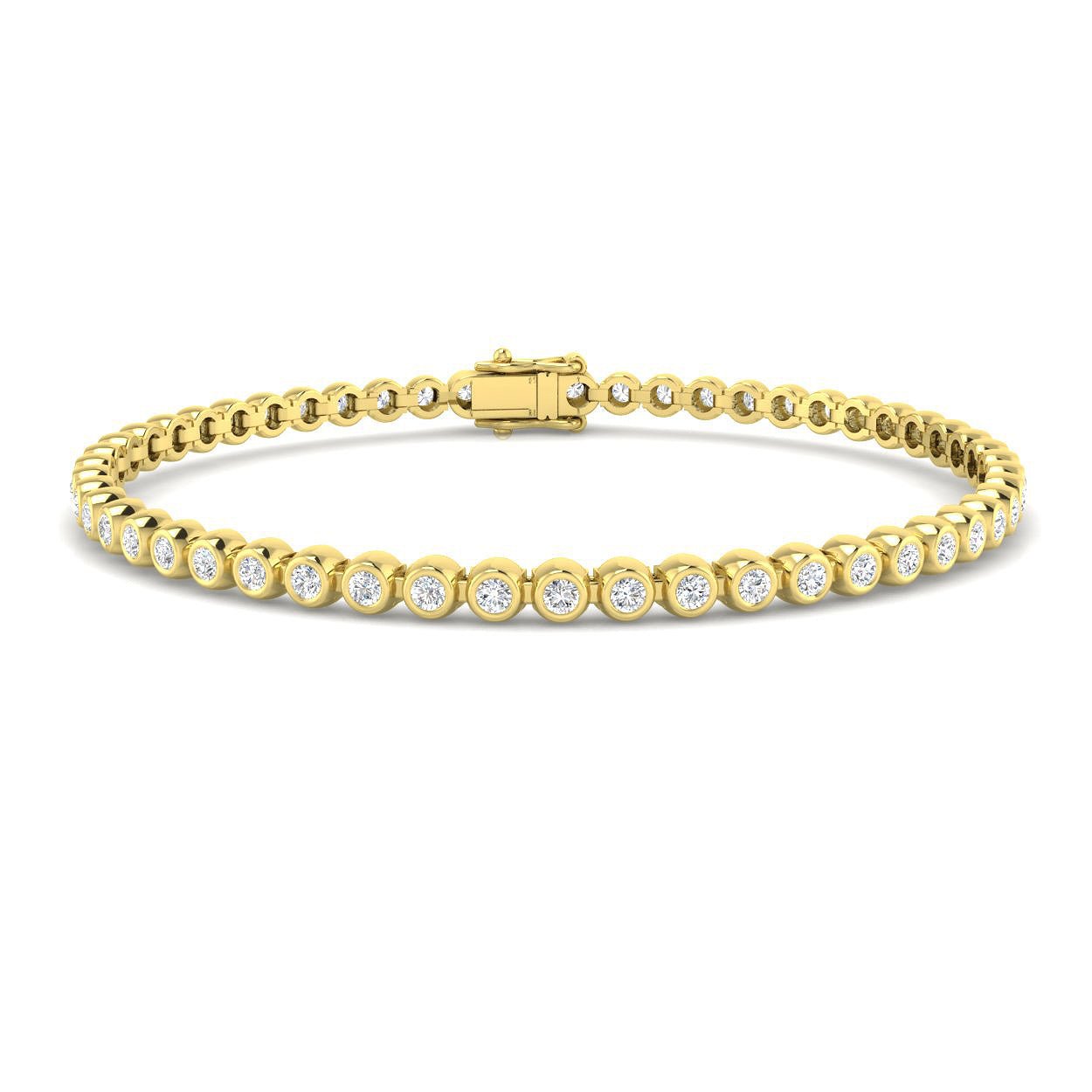 Rub Over Diamond Tennis Bracelet 2.00ct G/SI in 18k Yellow Gold - All Diamond