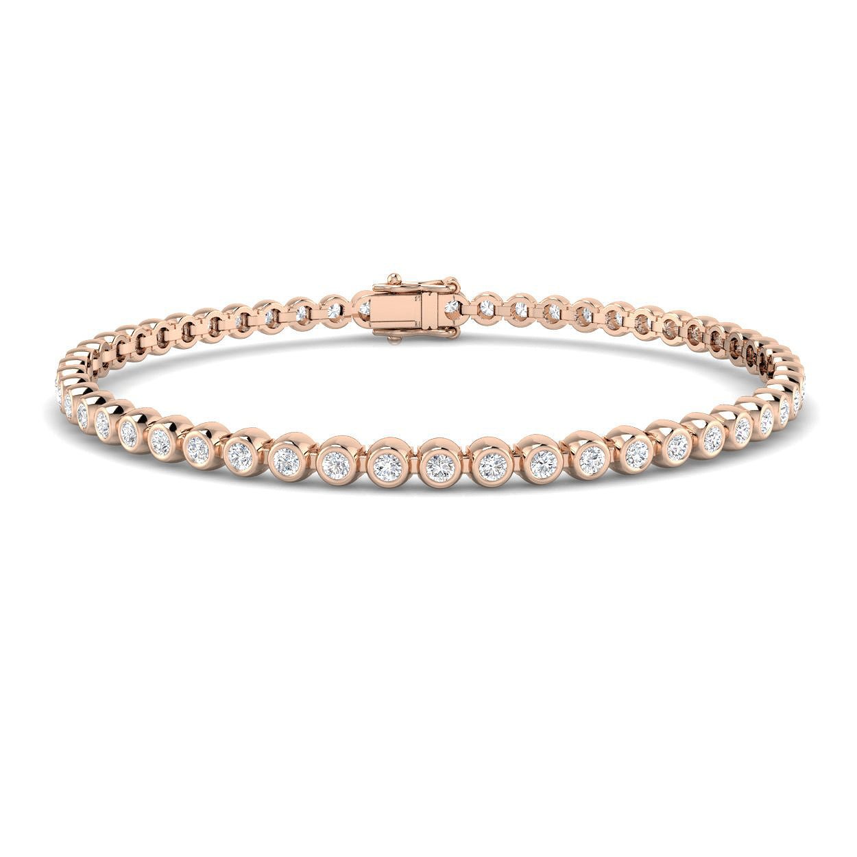 Rub Over Diamond Tennis Bracelet 2.00ct G/SI in 9k Rose Gold - All Diamond