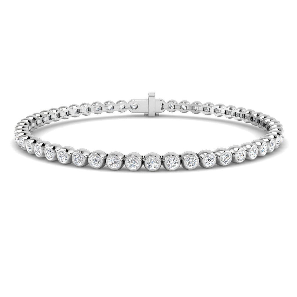 Rub Over Diamond Tennis Bracelet 3.00ct G/SI in 18k White Gold - All Diamond