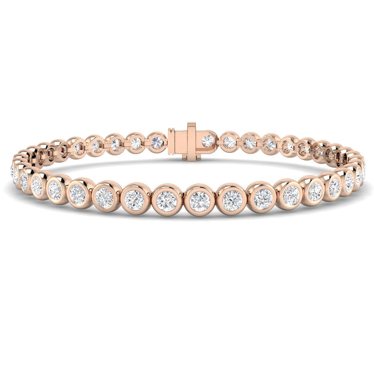 Rub Over Diamond Tennis Bracelet 5.00ct G/SI in 18k Rose Gold - All Diamond