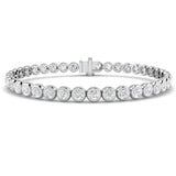 Rub Over Diamond Tennis Bracelet 5.00ct G/SI in 18k White Gold - All Diamond