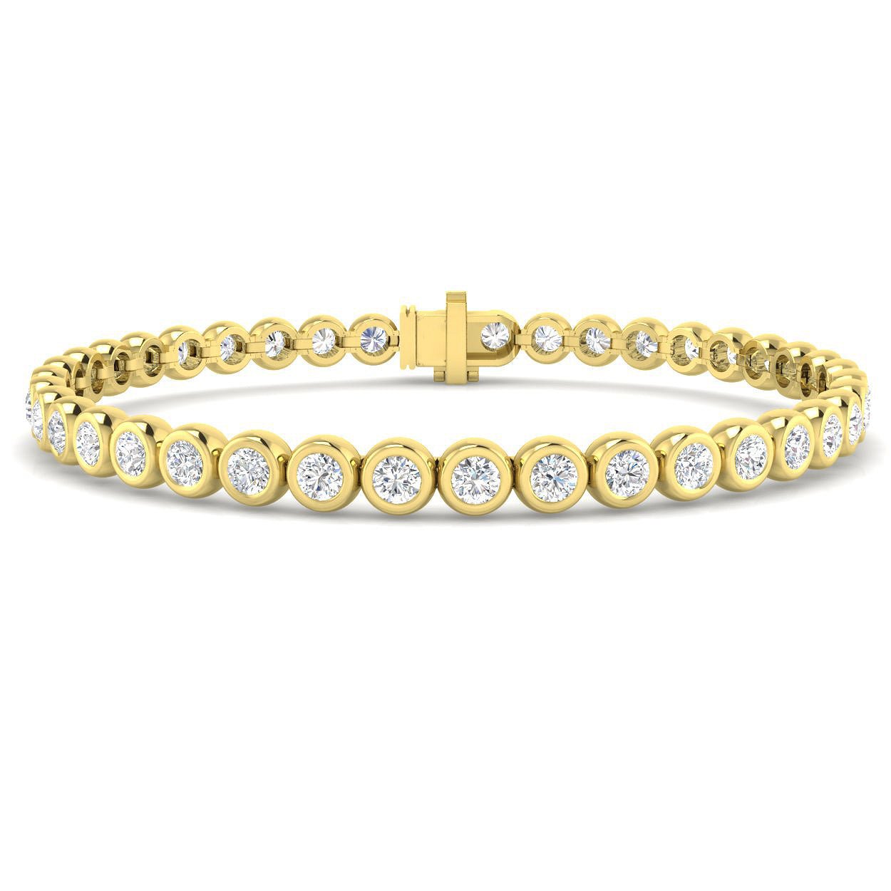 Rub Over Diamond Tennis Bracelet 5.00ct G/SI in 18k Yellow Gold - All Diamond