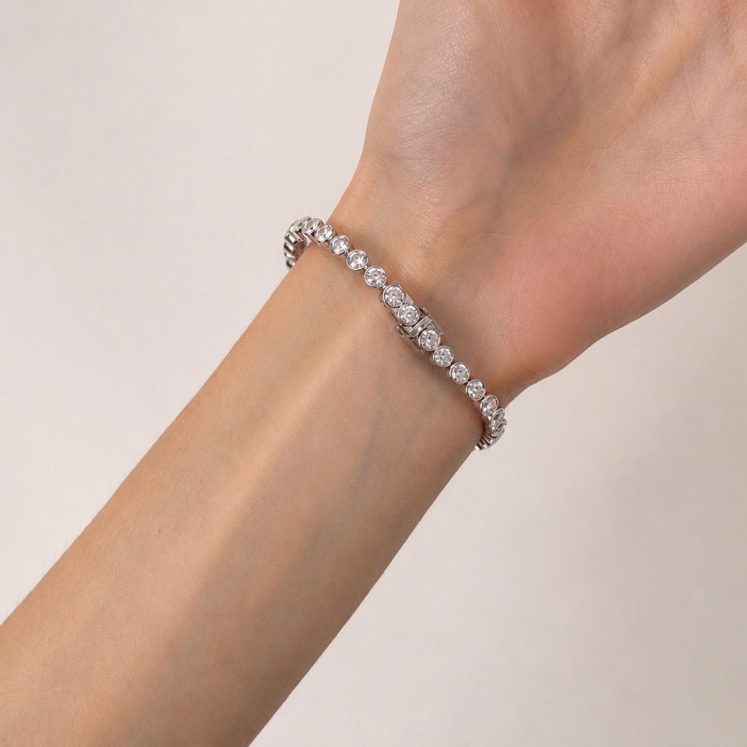 Rub Over Diamond Tennis Bracelet 6.00ct G/SI in 18k White Gold - All Diamond