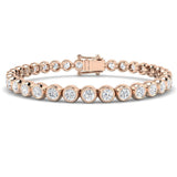 Rub Over Diamond Tennis Bracelet 8.00ct G/SI in 18k Rose Gold - All Diamond