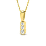 Rub Over Diamond Trilogy Pendant Necklace 0.30ct G/SI 9k Yellow Gold - All Diamond